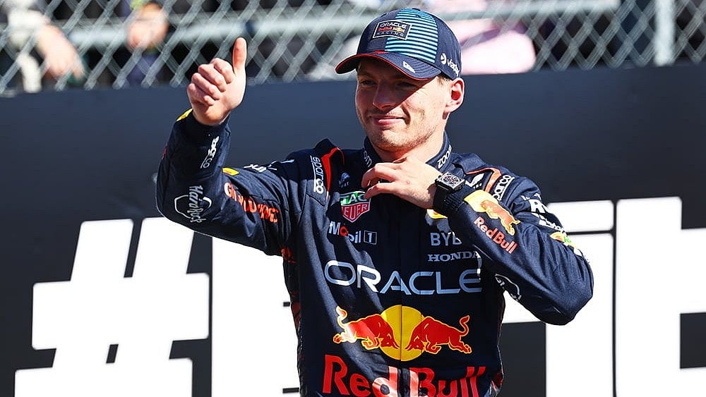 | Photo: Getty Images / Red Bull Content Pool : Red Bull driver Max Verstappen after a race.